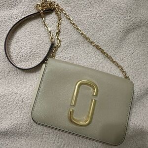 Marc Jacobs Beige Crossbody Bag with Gold Accents
